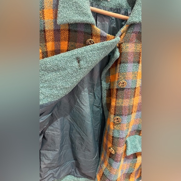 Vintage Bouclé Plaid Jacket Blazer by Lilly | Gold Button Double Breasted | M/L - Picture 9 of 9